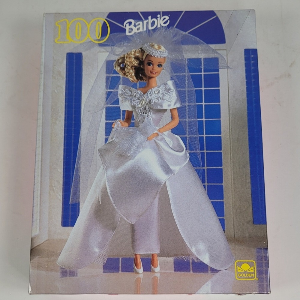 Vintage Barbie 100 Piece Puzzle Golden Bridal Wedding Gown Doll 4096A-3 RARE